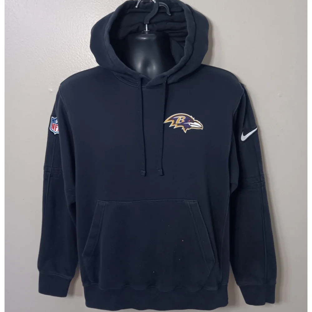 Baltimore Ravens Men’s Small NFL Hoodie Nike Sideline Club Fleece Black - Picture 1 of 12